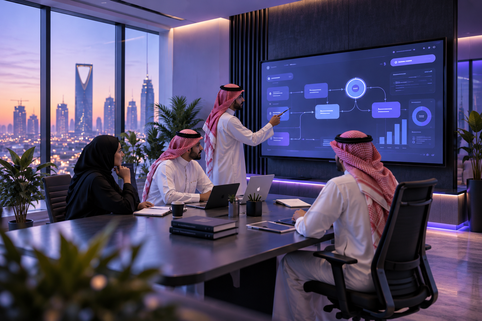 فريق يعمل على تخطيط وتنفيذ مشروع رقمي